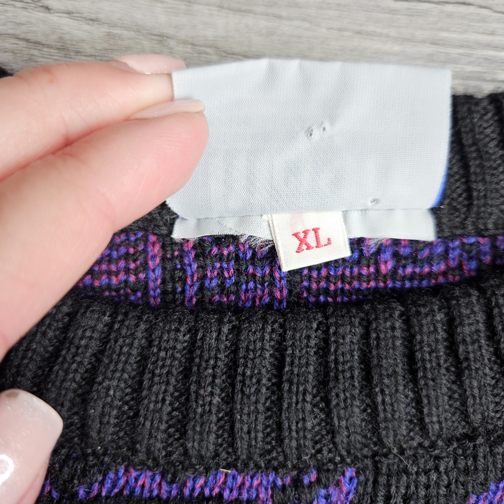 Meister Vintage Sweater Black & Purple Size XL - Picture 4 of 9